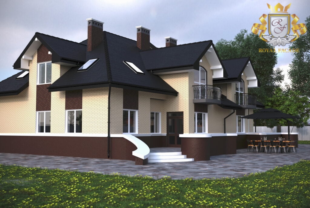 3d facade design Broun and Cream