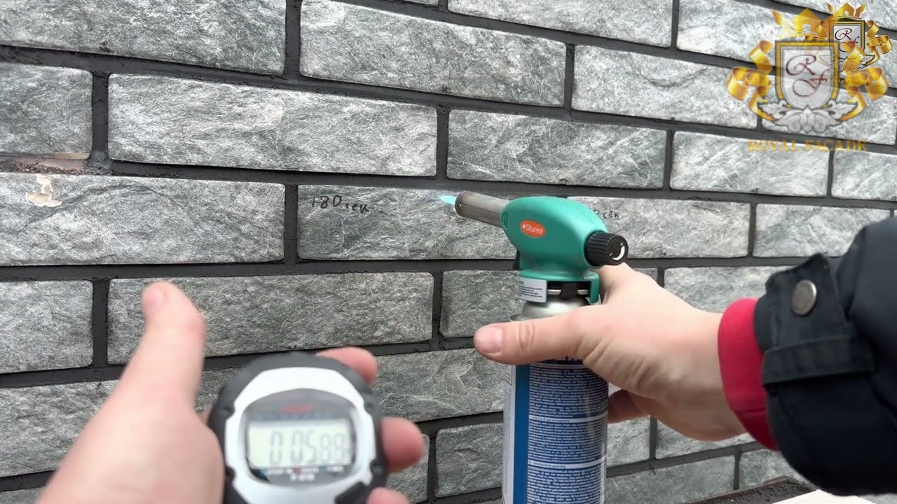 Test for flammability of thermal panels on the finished facade of a building